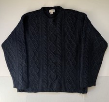 Vintage JCrew Sweater Mens XLT Cable Hand Knit Wool Fisherman Chunky Jumper