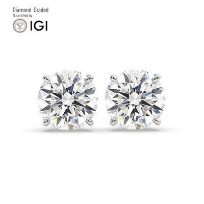 Runde Solitär Labgrown Diamant Creolen Ohrringe 18k Weißgold 4ct F Vvs2