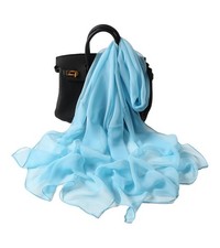 Long Chiffon Sheer Scarf For womens sky blue