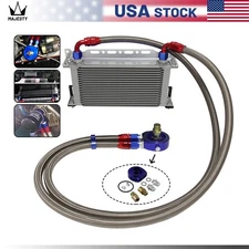 Universal 19 Row AN10 Oil Cooler Kit Oil Filter Adapter +1.4M & 1.6M Hose Lines