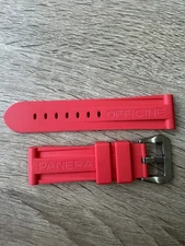 24mm Officine Panerai Watch Strap Red With Buckle Silicone / Rubber 