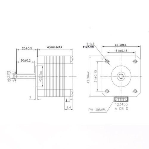 42-40 Stepper Motor With Extruder Gear For 3D Printer Accessories Motor - Afbeelding 3 van 12
