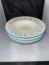 Over And Back Pasta 11" Bowls Pasta Ravioli Fusilli Set of (4) Four