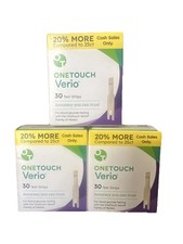 OneTouch Verio Blood Glucose Test Strips,3-Pack,90 Strips Total,Exp. 2026-08/31