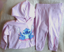 STITCH/DISNEY JUMPING BEANS PINK 2 PIECE HOODIE OUTFIT-12 MONTHS-NEW WITH TAGS