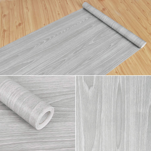 Gray Wood Contact Paper 17.71 x 118 Inch Wood Grain Texture Peel and Stick Wa... - Picture 6 of 12