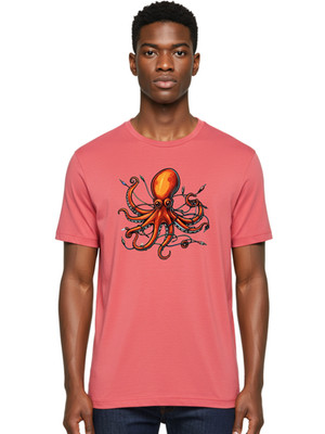 Octopus-1 Mens Graphic Tee, 100% Cotton, Casual Summer Wear