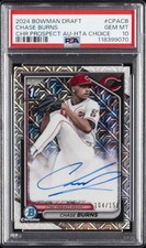 2024 BOWMAN DRAFT CHROME PROSPECT AUTOS HTA CHOICE CHASE BURNS 104/150 PSA 10