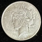 1927-S Silver Peace Dollar, AU Details, Cleaned, Scarce Date Only 866k Minted!