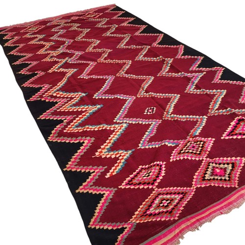 Moroccan Handmade Vintage Rug Diamond Zig-Zag Wool Tribal Azilal Berber Carpet - Picture 20 of 24
