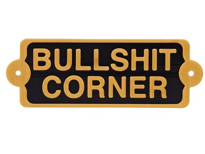 Plastic Funny-Bullshit Corner Vintage Style Man Cave Door Hanging Wall Sign