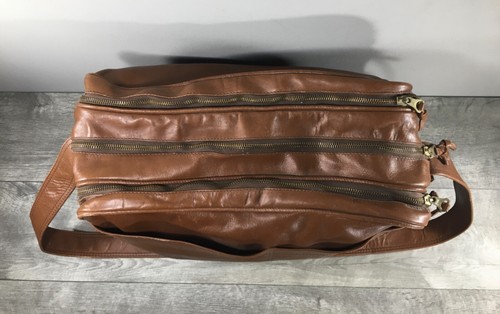 Colombian Soft Brown Leather Duffel Duffle Gym Travel Weekender Bag Pack Vintage - Picture 3 of 11