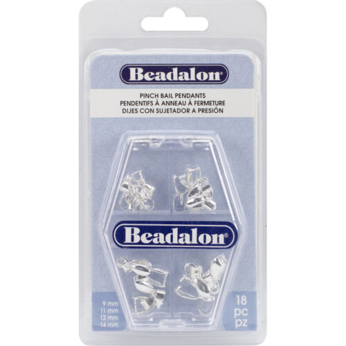 Beadalon Pendant Pinch Bail Variety Pack 18/Pkg-Silver-Plated 327B-199 - Afbeelding 1 van 1