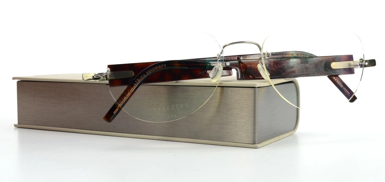 Lindberg Glasses Frame Spirit Titanium Rimless 2174 T52 145 K23 Silver Ruby Red