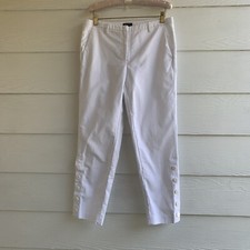 Worth New York Women's White Ankle Pants 8 Buttons Pockets Stretch Flat Front