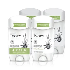 Ivory Gentle Deodorant Stick, Hint of Aloe, 2.4oz pack of 4