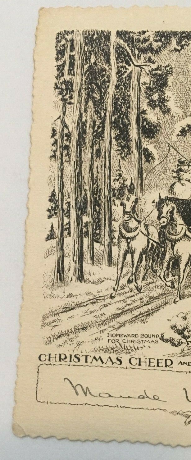 Vintage Christmas Greeting Homeward Bound for Christmas 