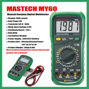 MASTECH MY60 MY61 MY62 MY63 MY64 MY65 MY68 Multimètre numérique de rangage manuel ⊕IK