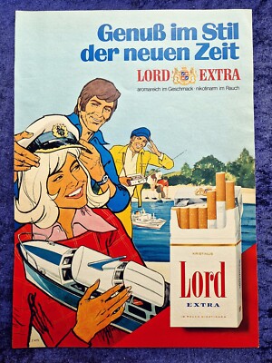 Lord Extra Cigarettes, Original Advertising from 1973 with Boats