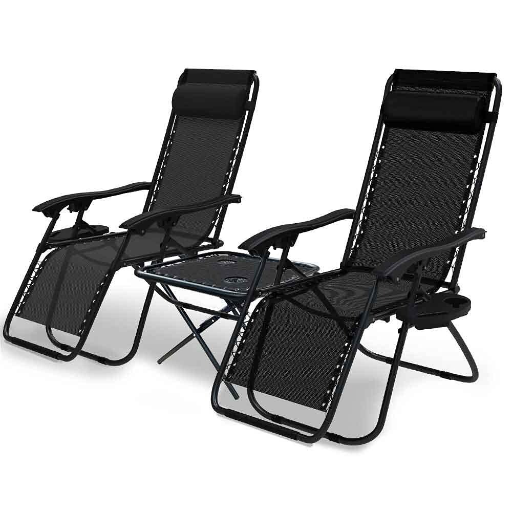 Chaise longue de relaxation inclinable lot de 2 avec table basse pour soulager le dos