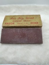 Vtg asco Barber Shop Gem Straight Razor Hone Stone In Box