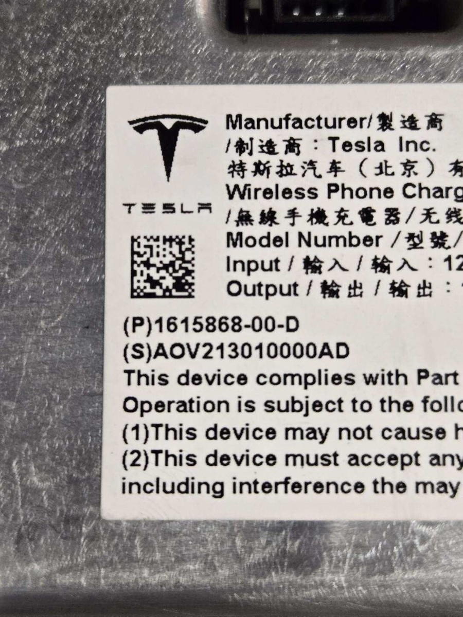 NEW OEM 21-23 TESLA MODEL S X PHONE DOCK INDUCTIVE WIRELESS