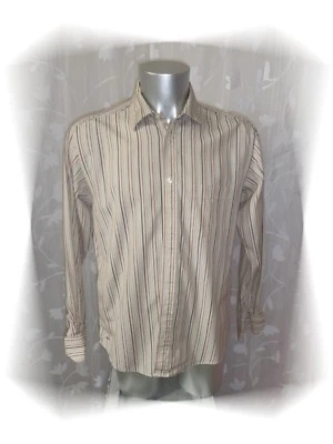 B - Chemise Rayé Ecru Marron Bordeaux .... Eden Park Club House Taille L - Photo 1/4