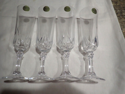 4 New Vintage Salem French Crystal  Champagne Flute Glasses Cristal d'Arques