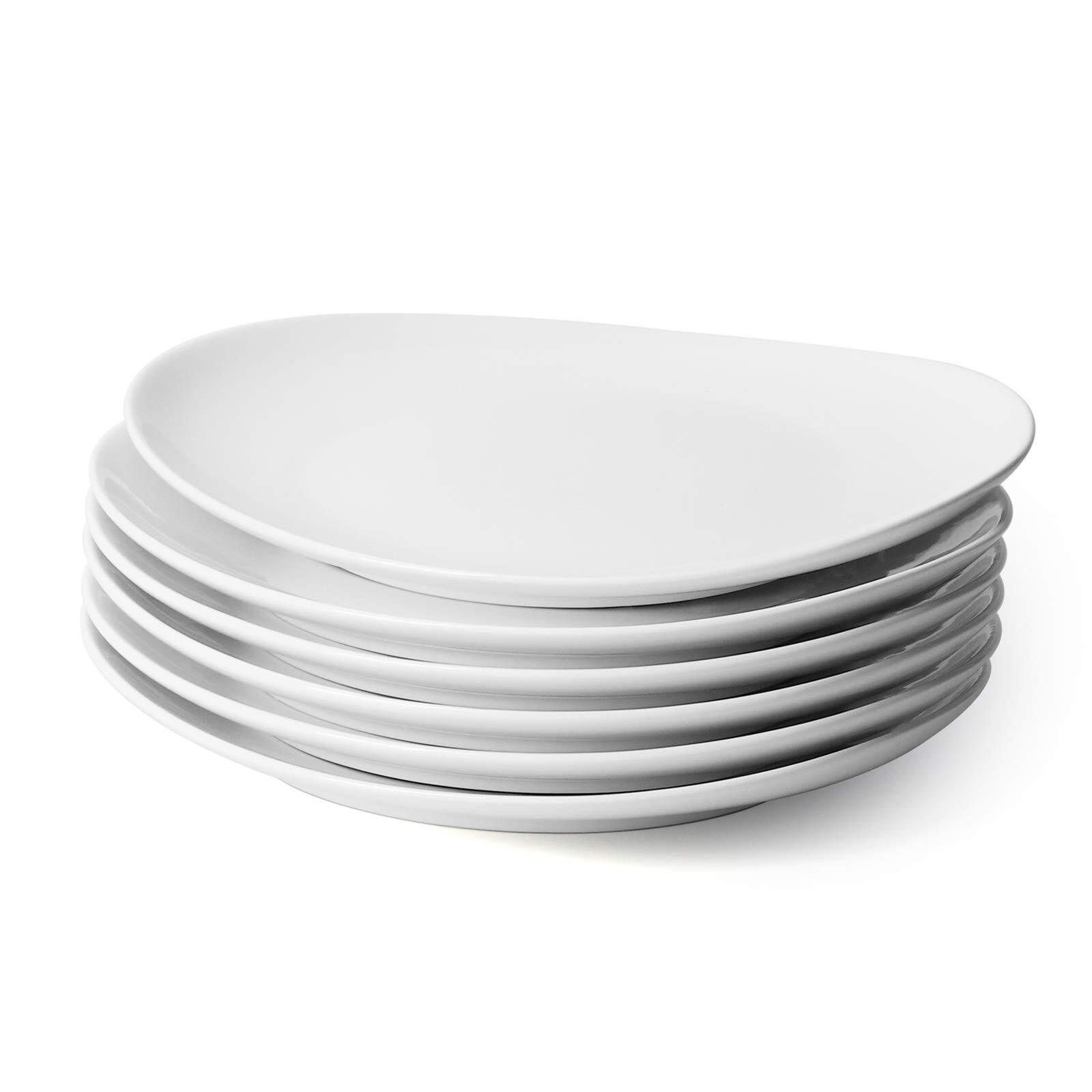 Set of 6 Elegant White 11-Inch Porcelain Dinner Plates – Dishwasher Safe