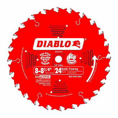 Freud D0824X Diablo 8-1/4-inch 24 Tooth ATB Framing Saw Blade w/ 5/8-inch Arbor