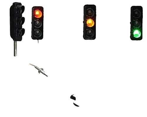 5pc HO/OO Scale 3mm LED Dwarf Railway Signals - 3 Aspect Signals For Model Train Layouts
