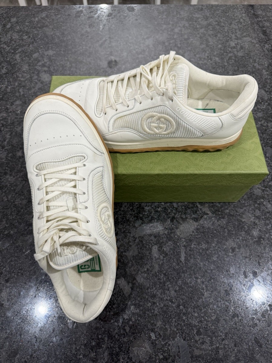 【関税込み】gucci MAC80' SNEAKERS Gucci MAC80 Sneaker Off White Embroidered Leather Low-Top Sz