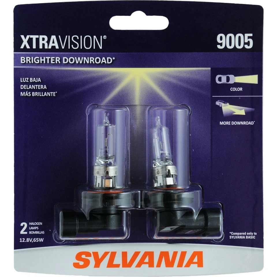 Sylvania Xtra Vision 9005 HB3 65W duas lâmpadas farol alto feixe upgrade estoque - Imagem 2 de 4