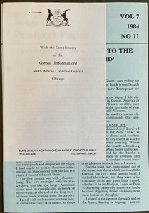 Ultra-Rare Southern Africa Position Paper 1984-Dist. By South African Consulate