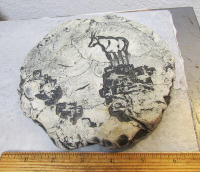 Accents Clay Art Mountain Goats trivet, over 1 pound, signed on back, decor item