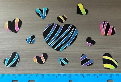 Striped Hearts Iron on Fabric Appliques Pre-Cut