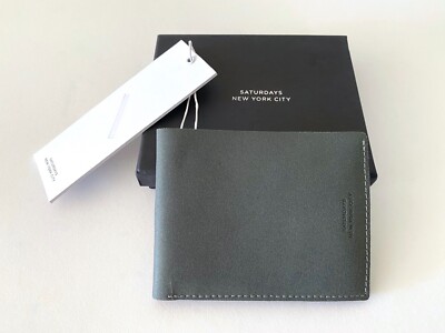SATURDAYS NEW YORK CITY RARE CHARCOAL GRAY SUEDE MENS BIFOLD