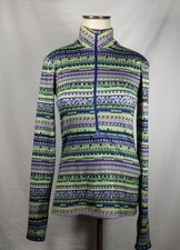 Nike Pro Dri-Fit Shirt 1/4 Zip Green Purple Women's Sz Small Athletic 
