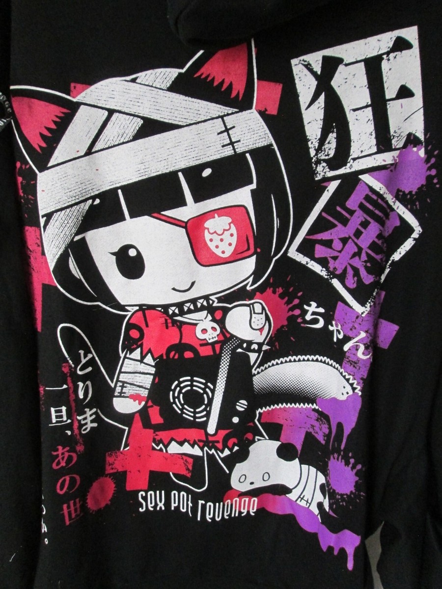 【イッセー】SEX POT ReVeNGe SEX POT ReVeNGe Black Lace Up Design Big Zip Long Hoodie Jkt