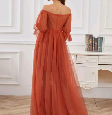 strapless open back dress Sparkly Orange Sequins Mermaid Long Prom Dress
