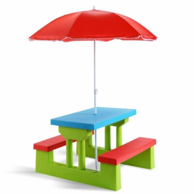 Kids Picnic Folding Table Bench Toddler Set In/Outdoor Playing W