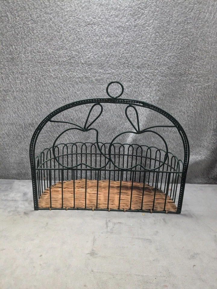 Vintage Apple Basket Metal Rustic Decor Country Farmhouse Hanging Basket 9” Tall - Image 3 of 4