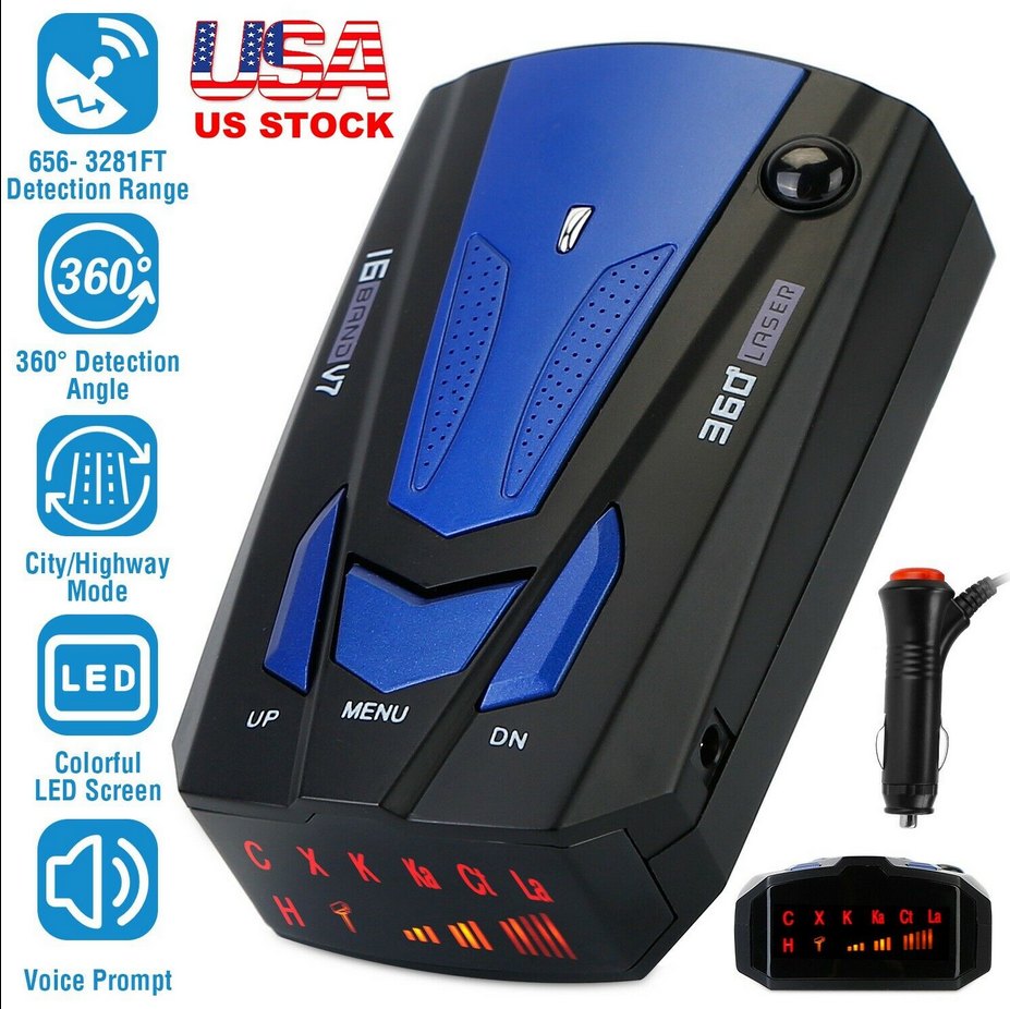 Car V7 16 Band 360 GPS Camera Laser Police Safe Anti Radar Detector
