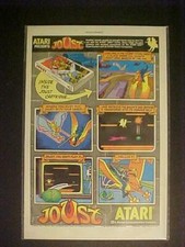 OLD RARE ATARI JOUST HOME VIDEO GAME CARTRIDGER PRINT AD ORIGINAL VINTAGE 1982