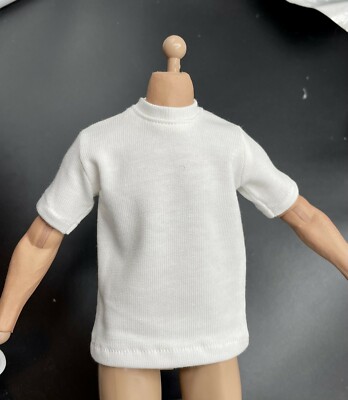 1/6 Scale Tee White Short Sleeves T-Shirt For 12'' Male Action Figure Doll Toys