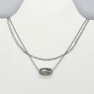 Kendra Scott Elisa Multi Strand Silver Pendant Necklace In Abalone Shell