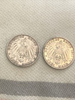 Münzen Konvolut Lot Sammlung Kaiserreich 2x3 Mark Silber Baden