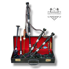 Scottish Tradition Mackenzie Tartan Sliver Mount Bagpipe Black Chanter Hard Case