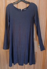 Express Ladies Charcoal Gray Long Sleeve Fit & Flare Dress W/Zipper Back Size M