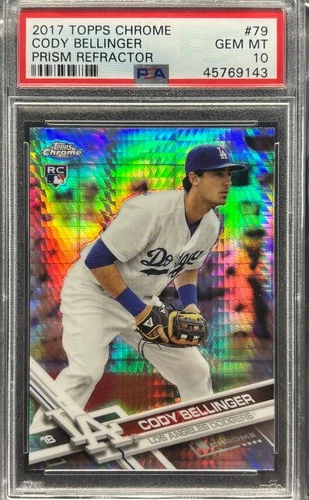 2017 TOPPS CHROME PRISM REFRACTOR #79 CODY BELLINGER RC PSA 10